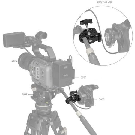 SmallRig 4249 - klamra/zacisk Super Clamp z mocowaniem typu rozeta ARRI - przykład użycia